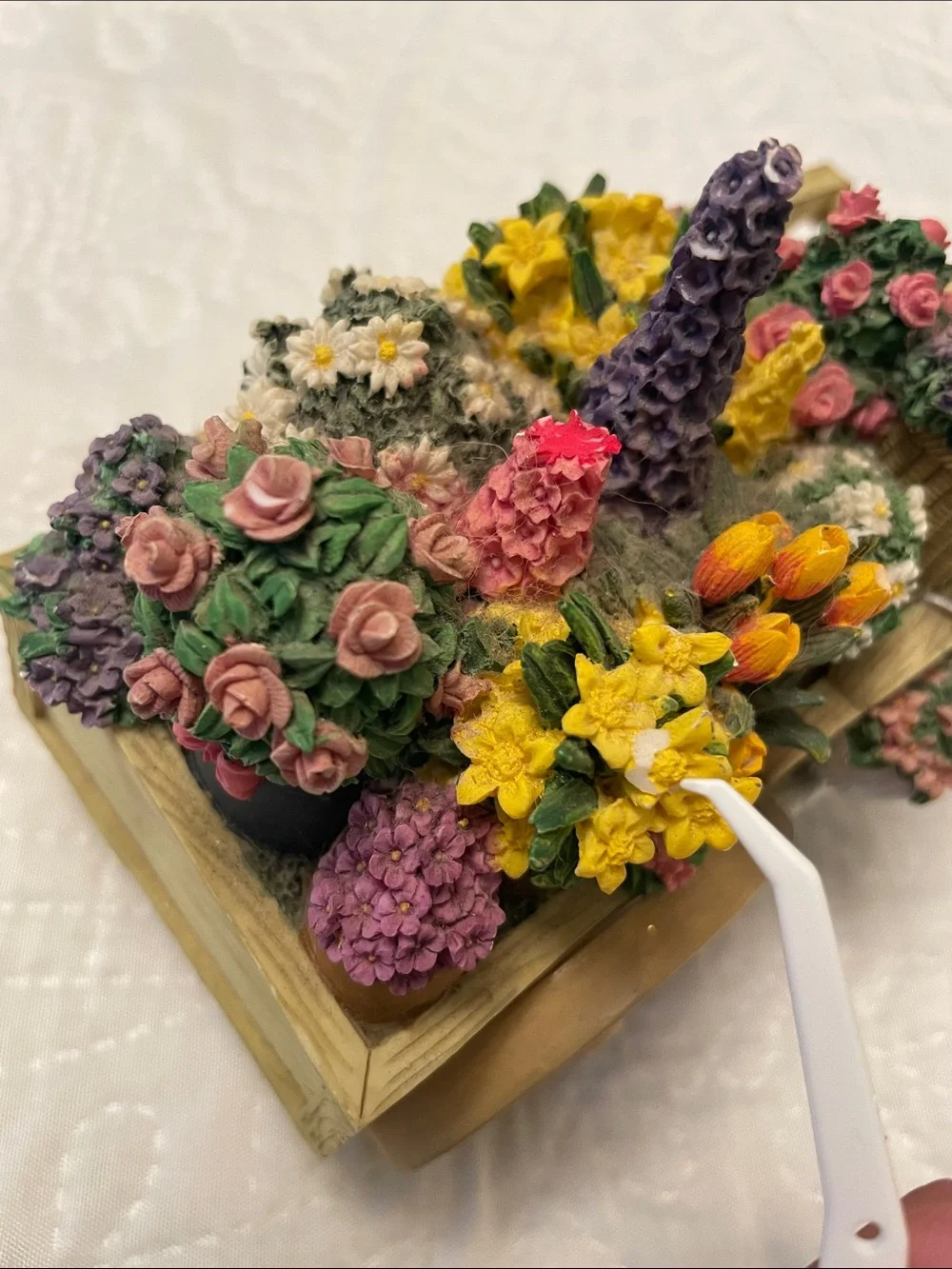 Vintage 1996 San Francisco Music Box Company Resin Flower Cart or Wagon Figure